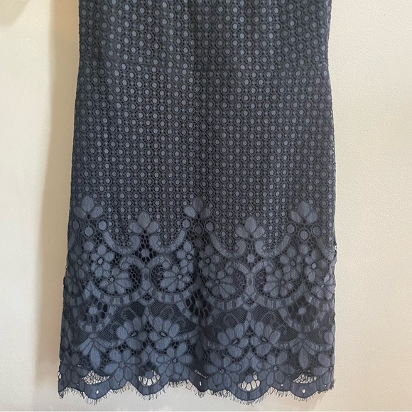 LOFT Navy Lace Short Sleeve Eyelet Dress Women’s Spring Summer Floral Blue - Picture 3 of 12